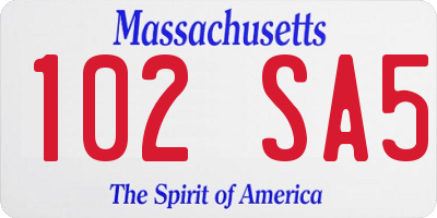 MA license plate 102SA5