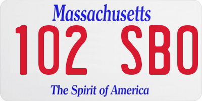 MA license plate 102SB0