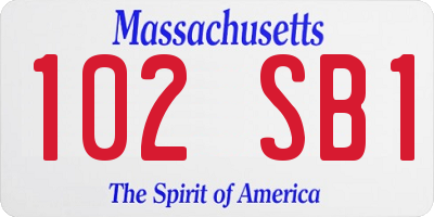 MA license plate 102SB1