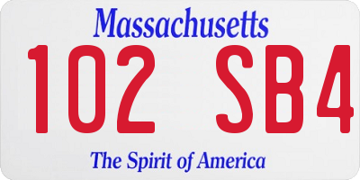 MA license plate 102SB4