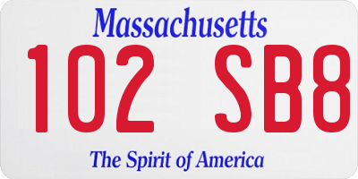 MA license plate 102SB8