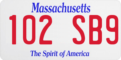 MA license plate 102SB9