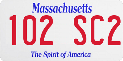 MA license plate 102SC2