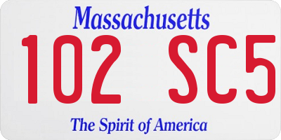 MA license plate 102SC5