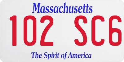 MA license plate 102SC6