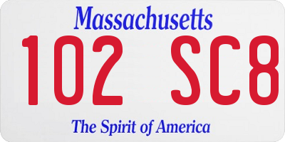 MA license plate 102SC8