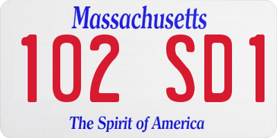 MA license plate 102SD1