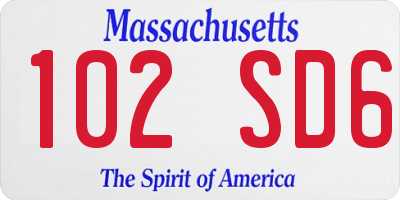MA license plate 102SD6