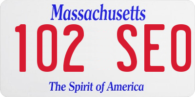 MA license plate 102SE0