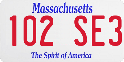 MA license plate 102SE3