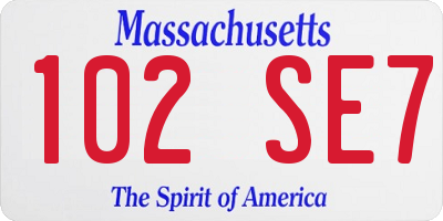 MA license plate 102SE7