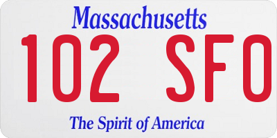 MA license plate 102SF0