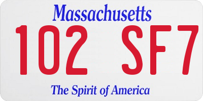 MA license plate 102SF7