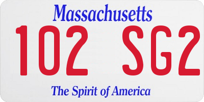 MA license plate 102SG2