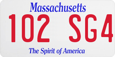 MA license plate 102SG4
