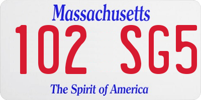 MA license plate 102SG5