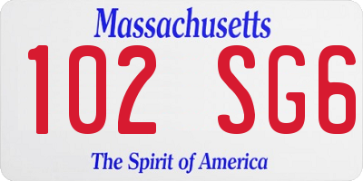 MA license plate 102SG6