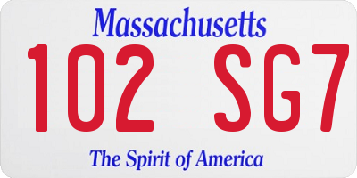 MA license plate 102SG7