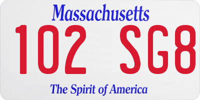 MA license plate 102SG8