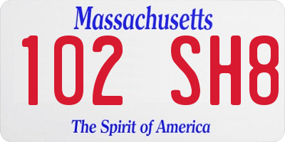 MA license plate 102SH8