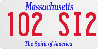 MA license plate 102SI2