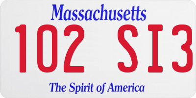 MA license plate 102SI3