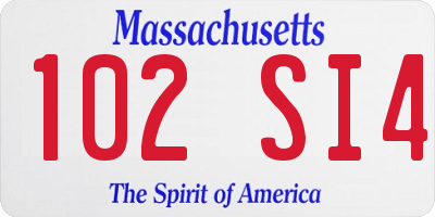 MA license plate 102SI4