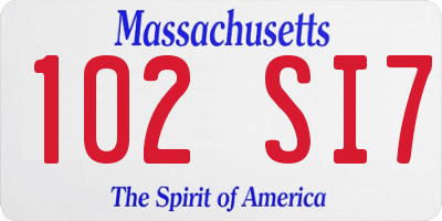 MA license plate 102SI7