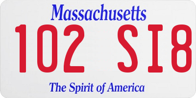 MA license plate 102SI8