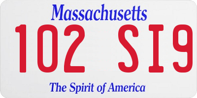 MA license plate 102SI9