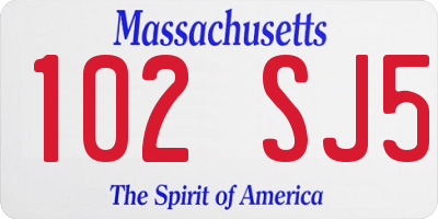 MA license plate 102SJ5