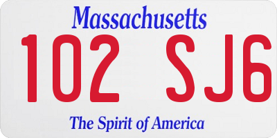 MA license plate 102SJ6