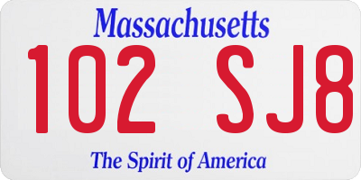 MA license plate 102SJ8