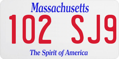 MA license plate 102SJ9