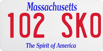 MA license plate 102SK0