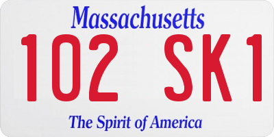 MA license plate 102SK1