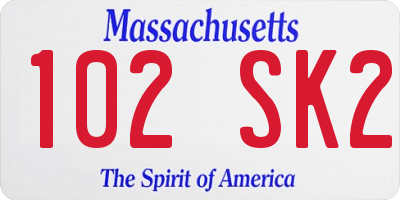 MA license plate 102SK2