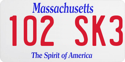 MA license plate 102SK3