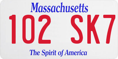 MA license plate 102SK7