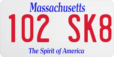 MA license plate 102SK8