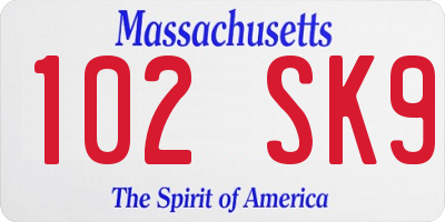 MA license plate 102SK9