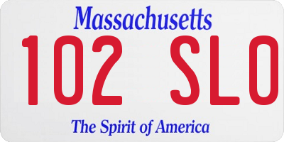 MA license plate 102SL0