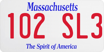 MA license plate 102SL3