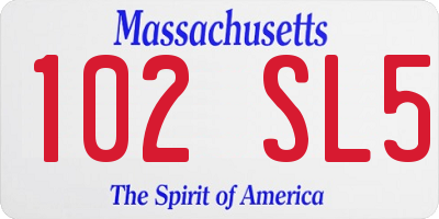 MA license plate 102SL5
