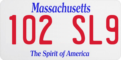 MA license plate 102SL9
