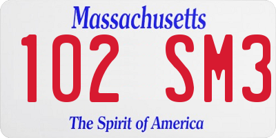 MA license plate 102SM3