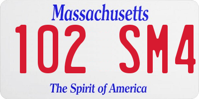 MA license plate 102SM4