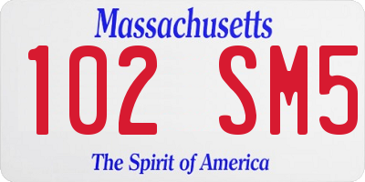 MA license plate 102SM5