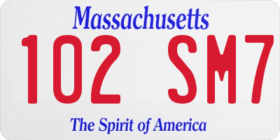 MA license plate 102SM7