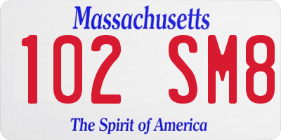 MA license plate 102SM8